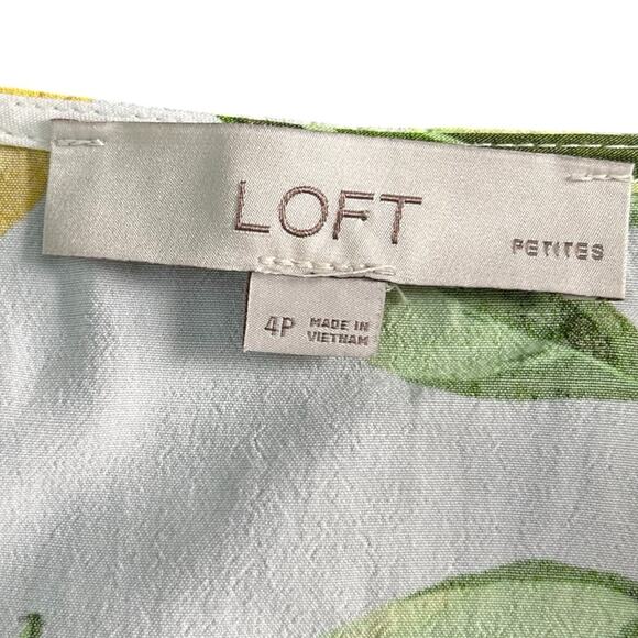 Loft Womens White Summer Lemon Casual Midi Dress Flutter Pockets Sz 4p coquette - Picture 6 of 8